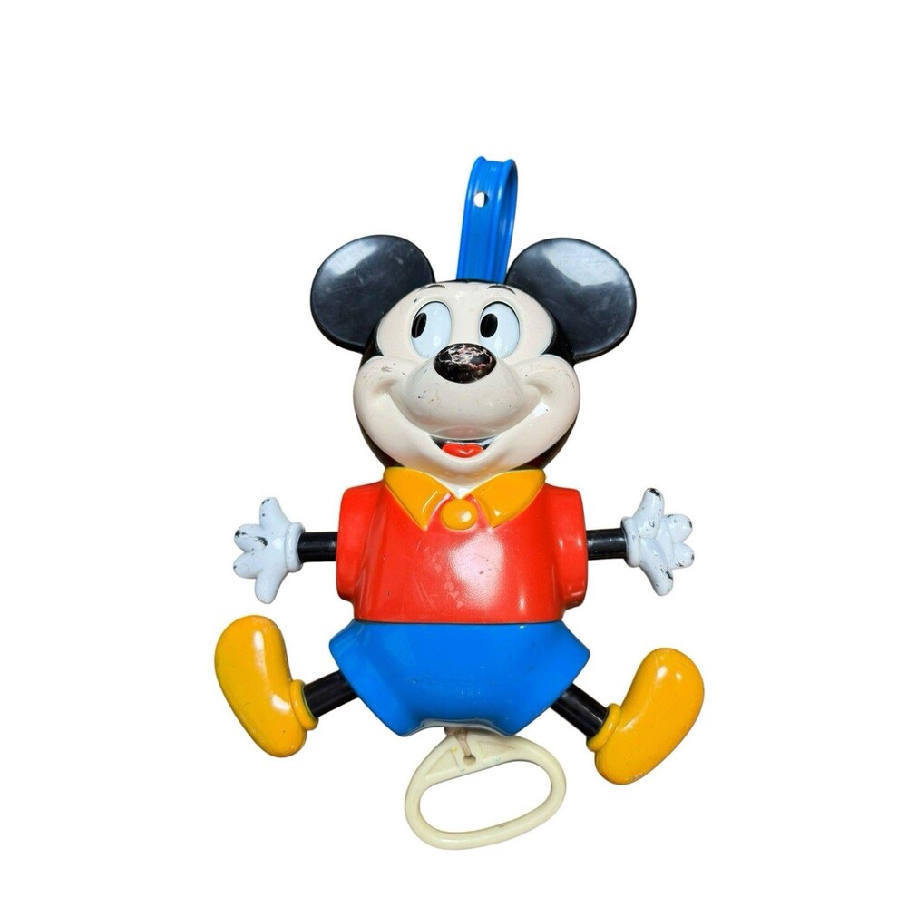 Illco Crib Toy Disney Musical Mickey Mouse Pull String Vintage London Bridges